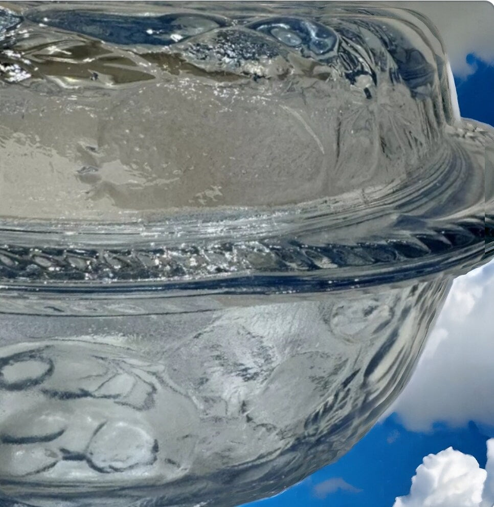 Libbey 3-Qt Orchard Fruit Blue Casserole with Pie Plate with Lid - Timeless Treasures Emporium1