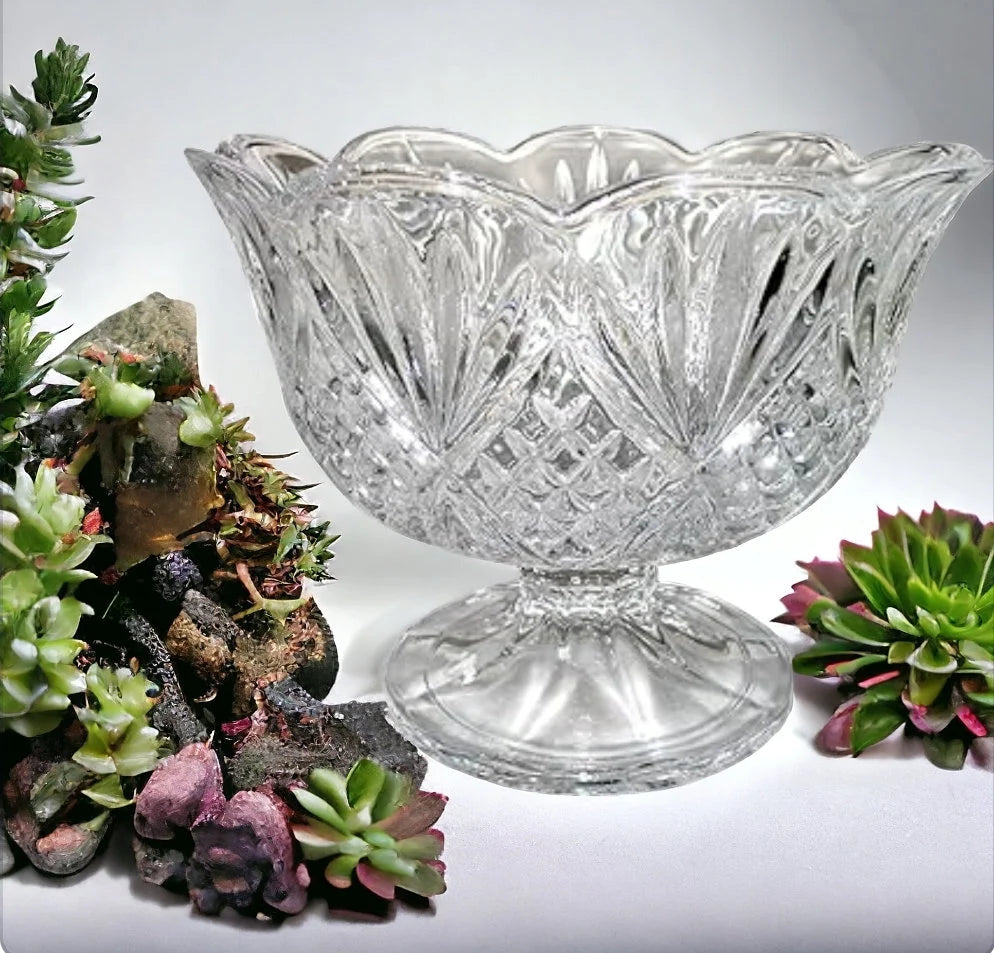 Dublin Crystal 5 Piece Scalloped Footed Trifle Bowl 75oz & Ice Cream Bowl 10oz Set - Timeless Treasures Emporium1