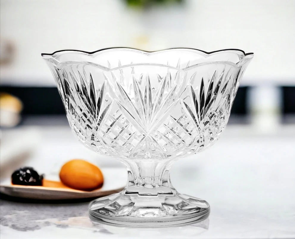 Dublin Crystal 5 Piece Scalloped Footed Trifle Bowl 75oz & Ice Cream Bowl 10oz Set - Timeless Treasures Emporium1
