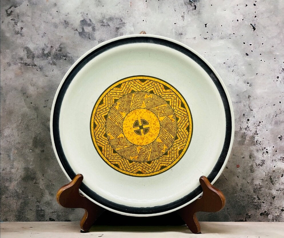 Designers Collection Aztec Gold 10.5" Dinner Plates Japan Stoneware Hand Decorated ~ Set of 2 - Timeless Treasures Emporium1