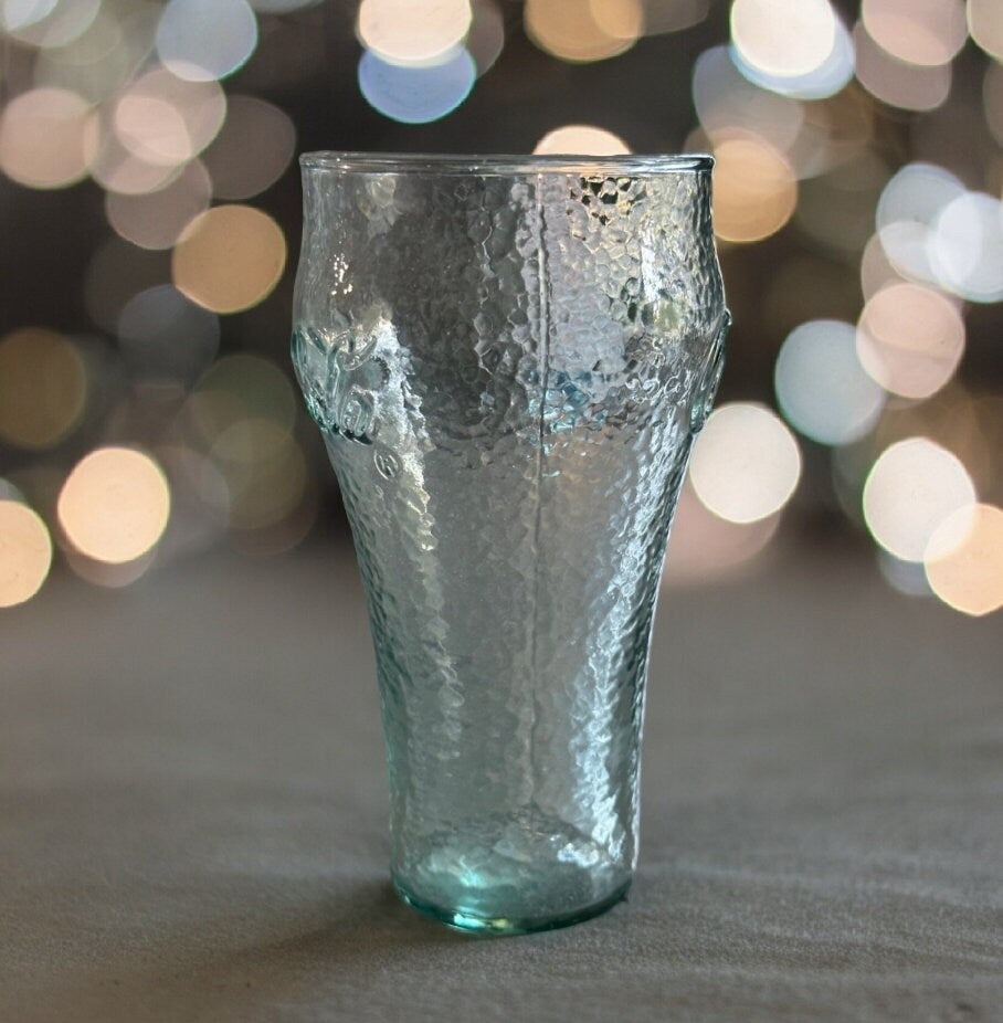 Oversized Green Coca-Cola Raised Ripple Letters Pebbled Drinking Glass 16oz Tumbler Collectible Glassware - Timeless Treasures Emporium1
