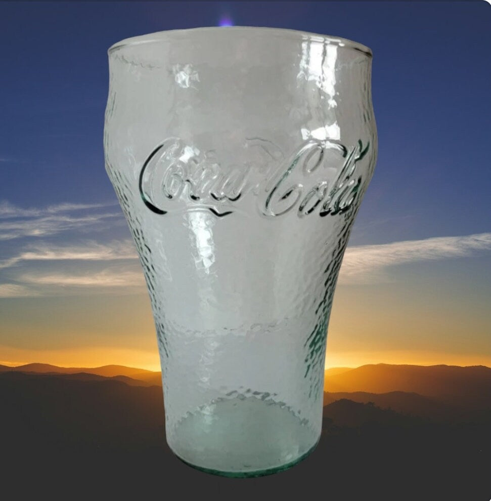 Oversized Green Coca-Cola Raised Ripple Letters Pebbled Drinking Glass 16oz Tumbler Collectible Glassware - Timeless Treasures Emporium1