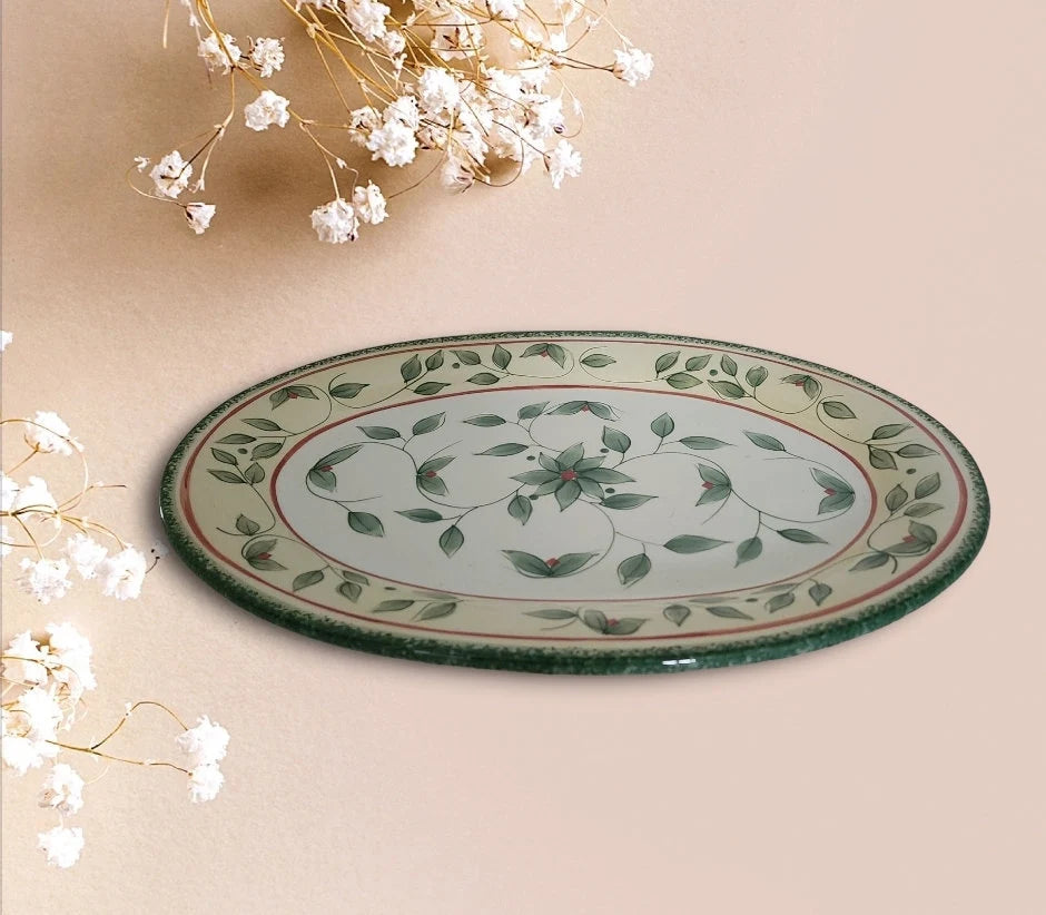 Vintage Beautiful Pfaltzgraff Garden District Hand Painted Large Oval 16 inch Serving Platter