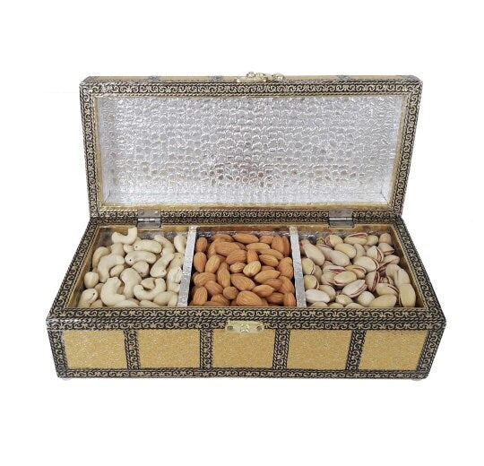 Vintage Decorative German Silver Dry Fruit Box | Dinning Decoration Organizing Gift Box | Mid Century Home Living Canister