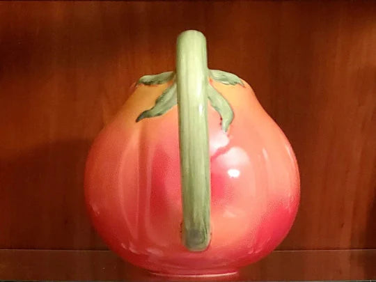 Tomato-shaped Ceramic Pitcher Carafe Jug 7" Tall Hand Painted Vintage Café Supply Figural Tomato Pitcher - Ceramic Breakfast Pitcher
