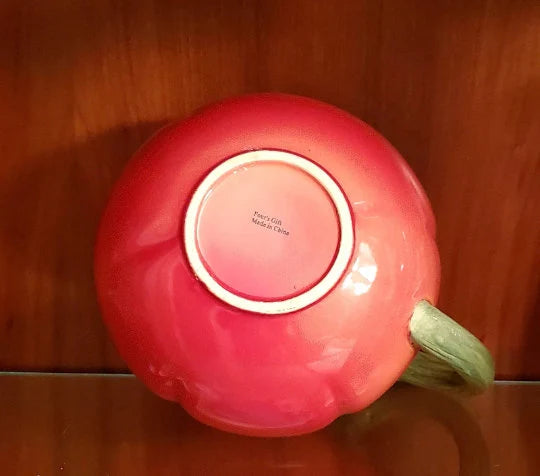 Tomato-shaped Ceramic Pitcher Carafe Jug 7" Tall Hand Painted Vintage Café Supply Figural Tomato Pitcher - Ceramic Breakfast Pitcher