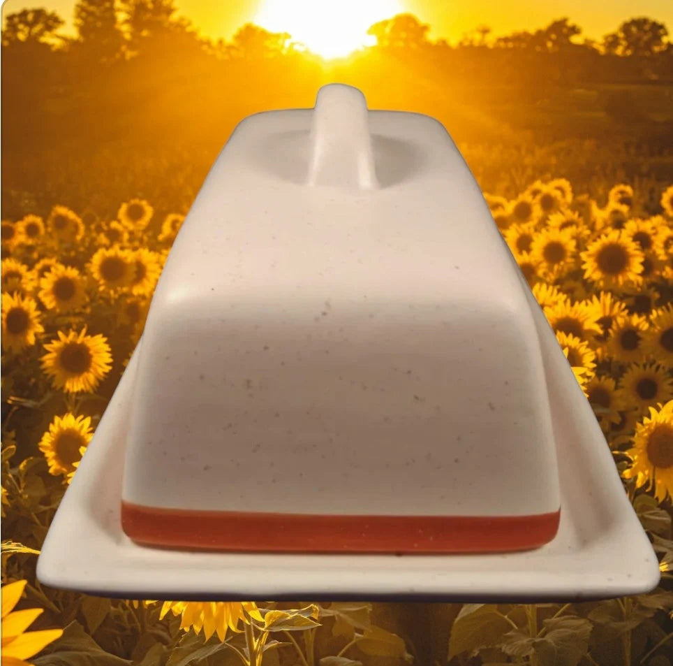 Happy Harvest "THANKFUL" Double Stick Butter Dish From Belle Maison ~ Rustic Stoneware - Timeless Treasures Emporium1