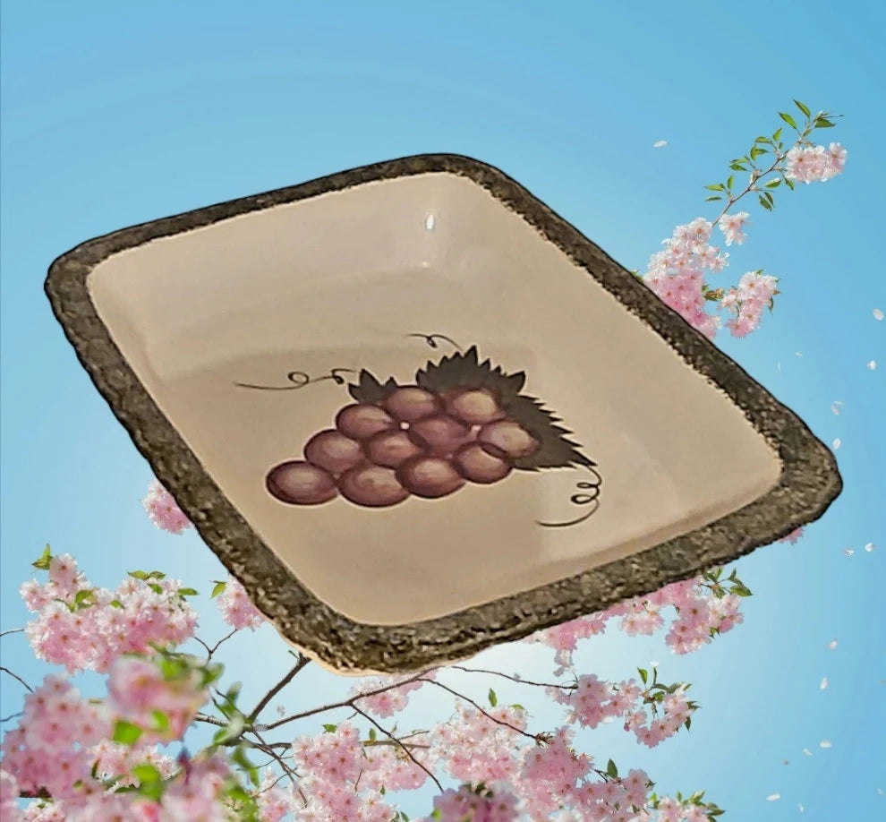 Vintage ALCO Industries Rectangular Ceramic Grapes Lasagna Pan