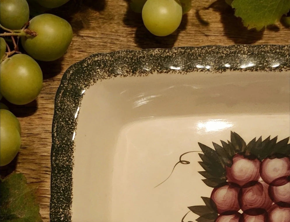Vintage ALCO Industries Rectangular Ceramic Grapes Lasagna Pan