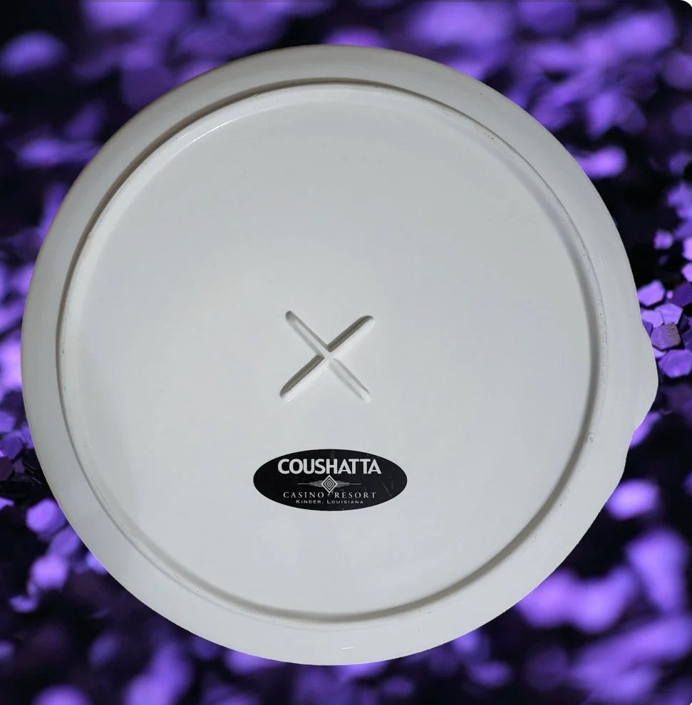 White and Black Mardi Gras Serving Platter -13"D - Timeless Treasures Emporium1