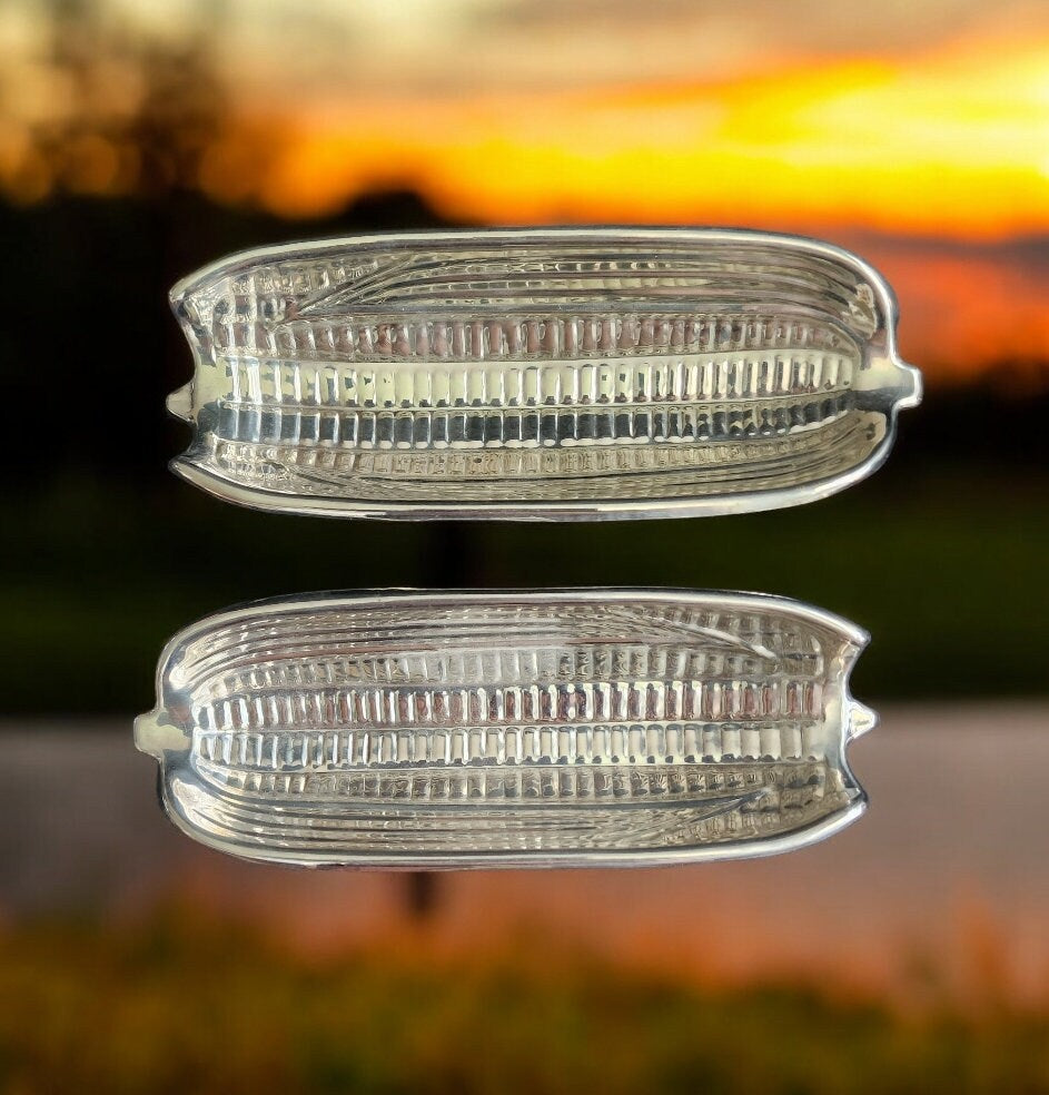 Vintage Stainless Steel Metal Corn Cob Holders Trays/Plates Platter-CORN On The COB /Textured Corn Holders | Glass Corn Dish ~ Set of 2 - Timeless Treasures Emporium1