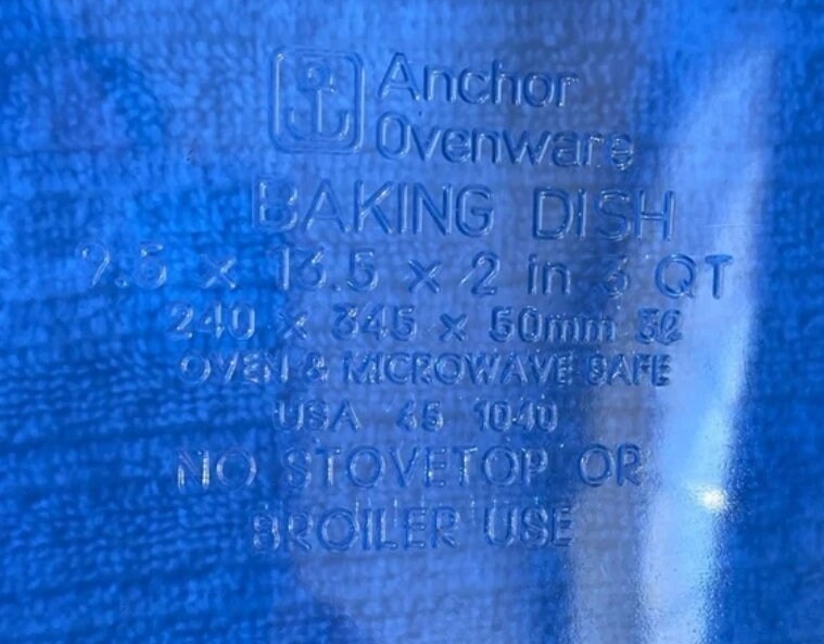 Vintage Anchor Hocking Glass 9.5 X 13.5 3-Quart Ribbed Large Cobalt Blue Handled Casserole Dish Baking Pan 12 - 1040 - Timeless Treasures Emporium1