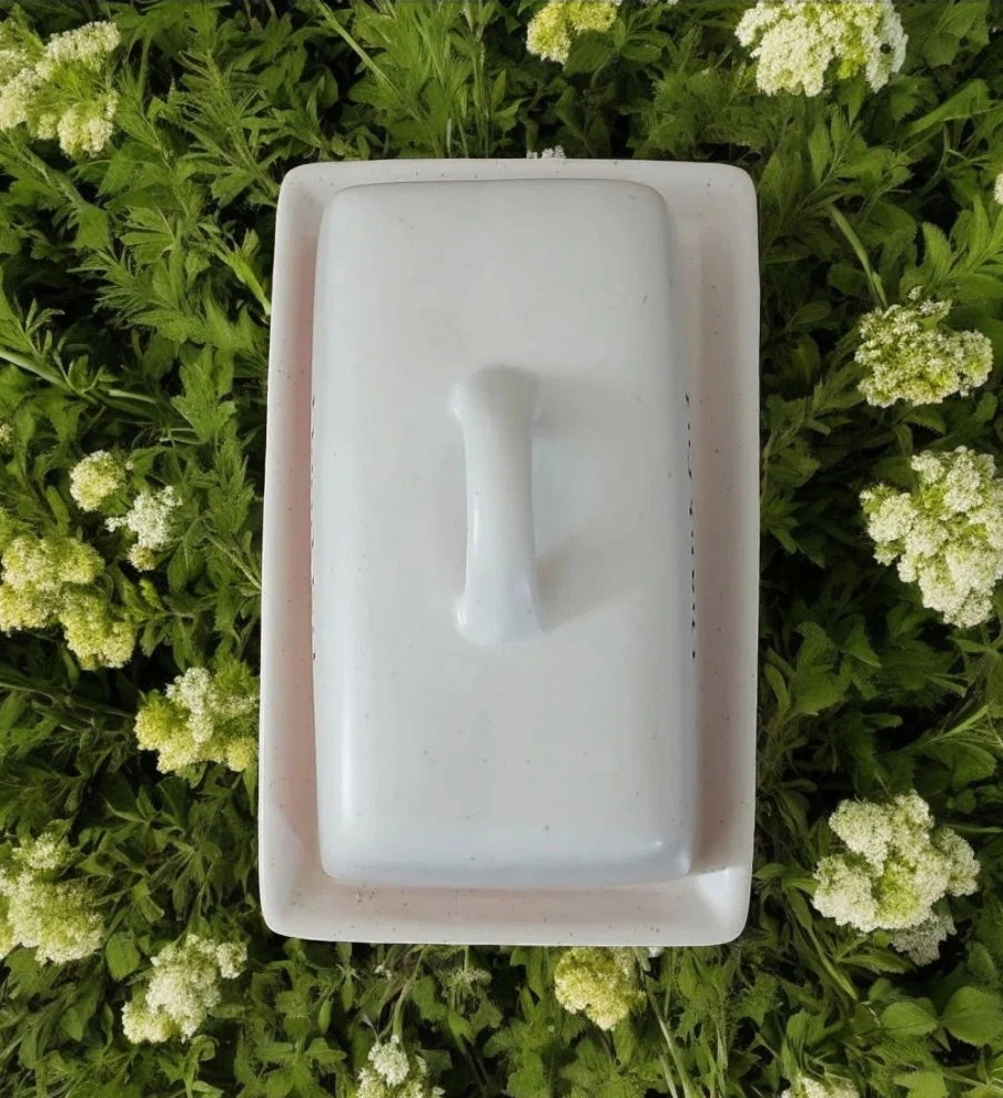 Happy Harvest "THANKFUL" Double Stick Butter Dish From Belle Maison ~ Rustic Stoneware - Timeless Treasures Emporium1