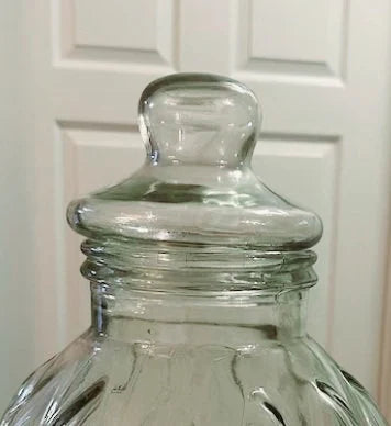 Vintage Heavy Light Green Glass Antique Pumpkin Shaped Apothecary Jar with Lid Candy Table Display Decoration Home Decor ~ 11"×8.5" - Timeless Treasures Emporium1