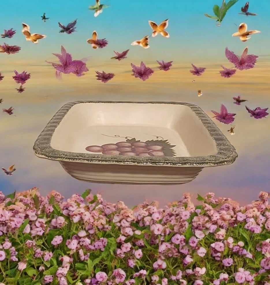 Vintage ALCO Industries Rectangular Ceramic Grapes Lasagna Pan