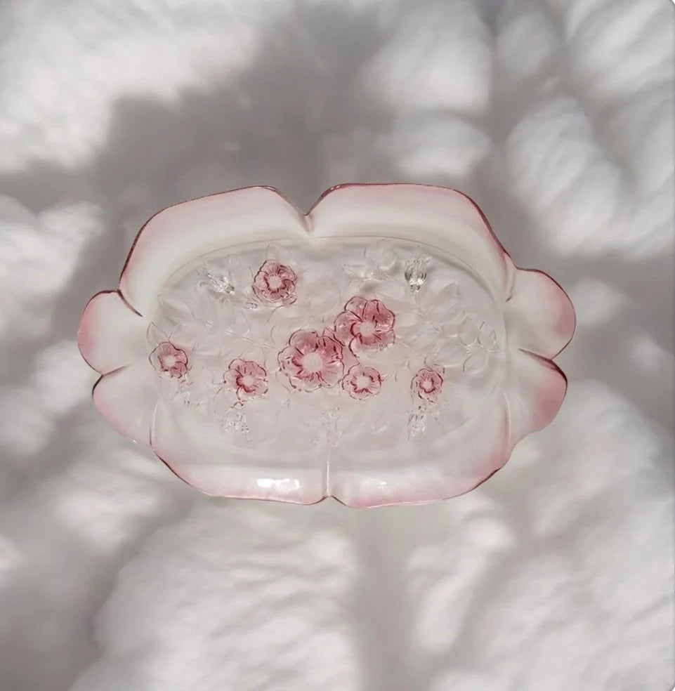 Vintage Mikasa Rosella Round Pink Roses Glass Serving Platter/Plate Embossed with Ruffled Edge - Timeless Treasures Emporium1