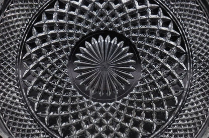 Anchor Hocking Wexford Torte Diamond Cut Clear Glass Cake/Sandwich/Plate/Tray Serving Platter w/Sunburst Pattern and Cupped Scalloped Edge - Timeless Treasures Emporium1