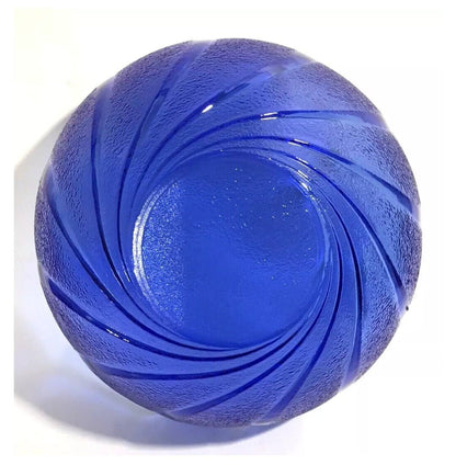 Arcoroc Cobalt Swirl Bowl Console or Centerpiece Scalloped Edge Textured Glass - Timeless Treasures Emporium1