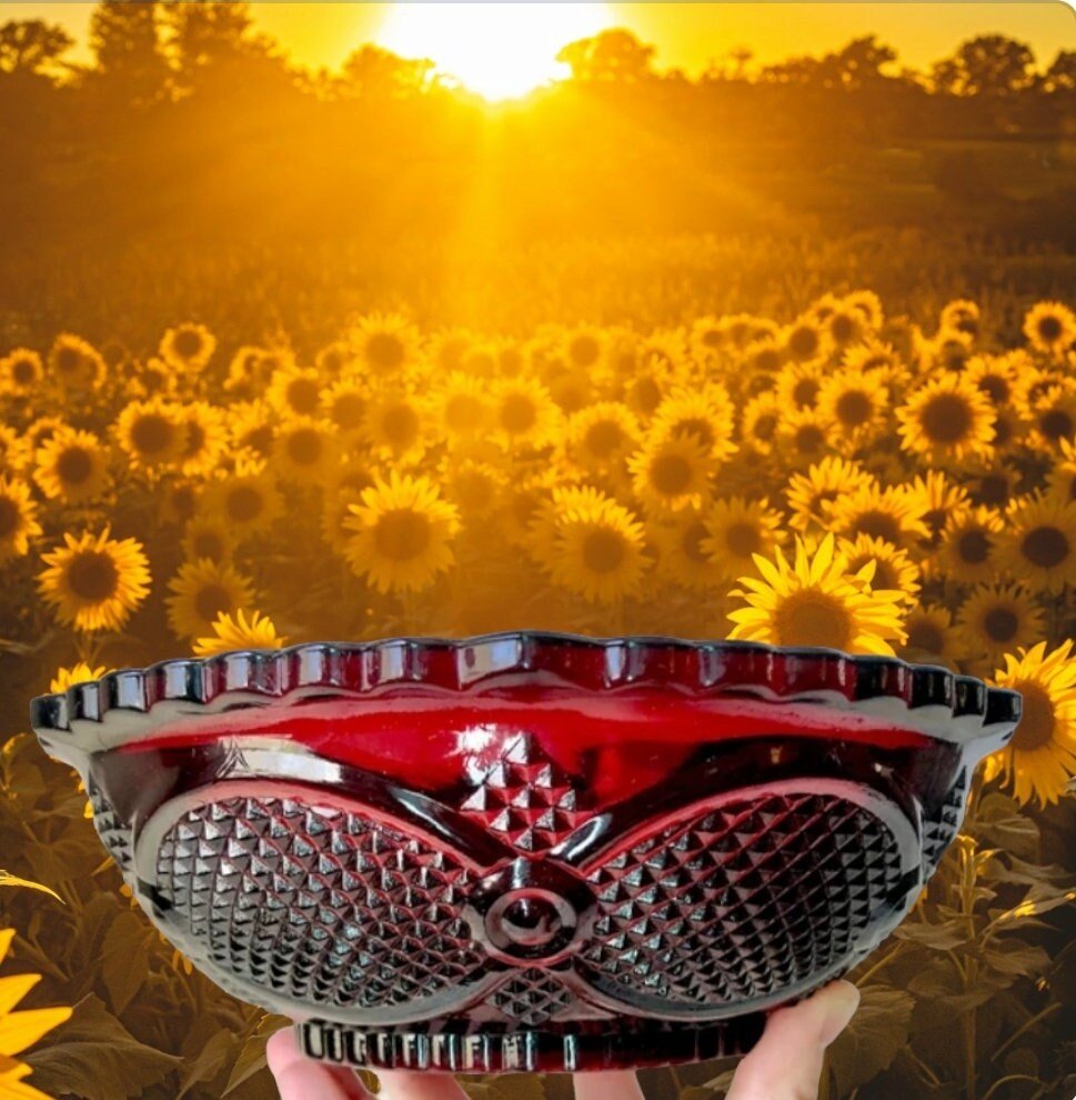 Avon Ruby Red - The 1886 Cape Cod Collection - Glass Serving Bowl; Centennial Edition (Retired) ~ 8.75" - Timeless Treasures Emporium1