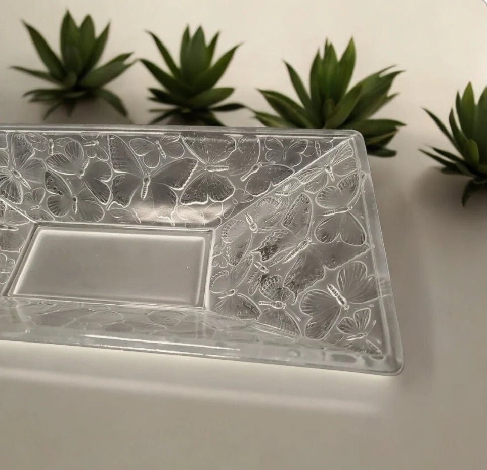 Beautiful Vintage Decorative Weil Clear Frosted Rectangular Embossed Butterfly Serving Bowl Centerpiece Dish ~ 14" - Timeless Treasures Emporium1