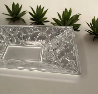 Beautiful Vintage Decorative Weil Clear Frosted Rectangular Embossed Butterfly Serving Bowl Centerpiece Dish ~ 14" - Timeless Treasures Emporium1
