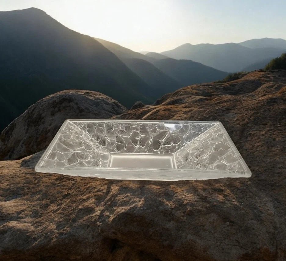 Beautiful Vintage Decorative Weil Clear Frosted Rectangular Embossed Butterfly Serving Bowl Centerpiece Dish ~ 14" - Timeless Treasures Emporium1