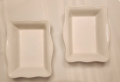 Bico Brand Scalloped Edge Stoneware Bakers Casserole Bakeware Serving Dishes ~ Set of Two - Timeless Treasures Emporium1