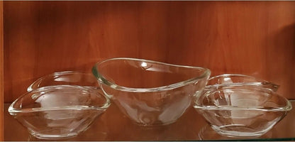 Clear Thick Sloping Glass 5 - Piece Salad Bowl Set - Timeless Treasures Emporium1