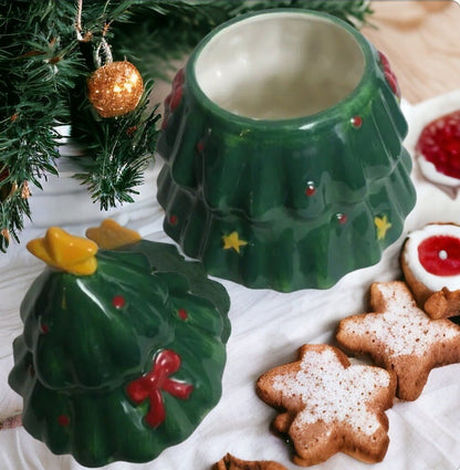 Collectible Green Christmas Tree Themed Ceramic Cookie Jar ~ 11.5" - Timeless Treasures Emporium1