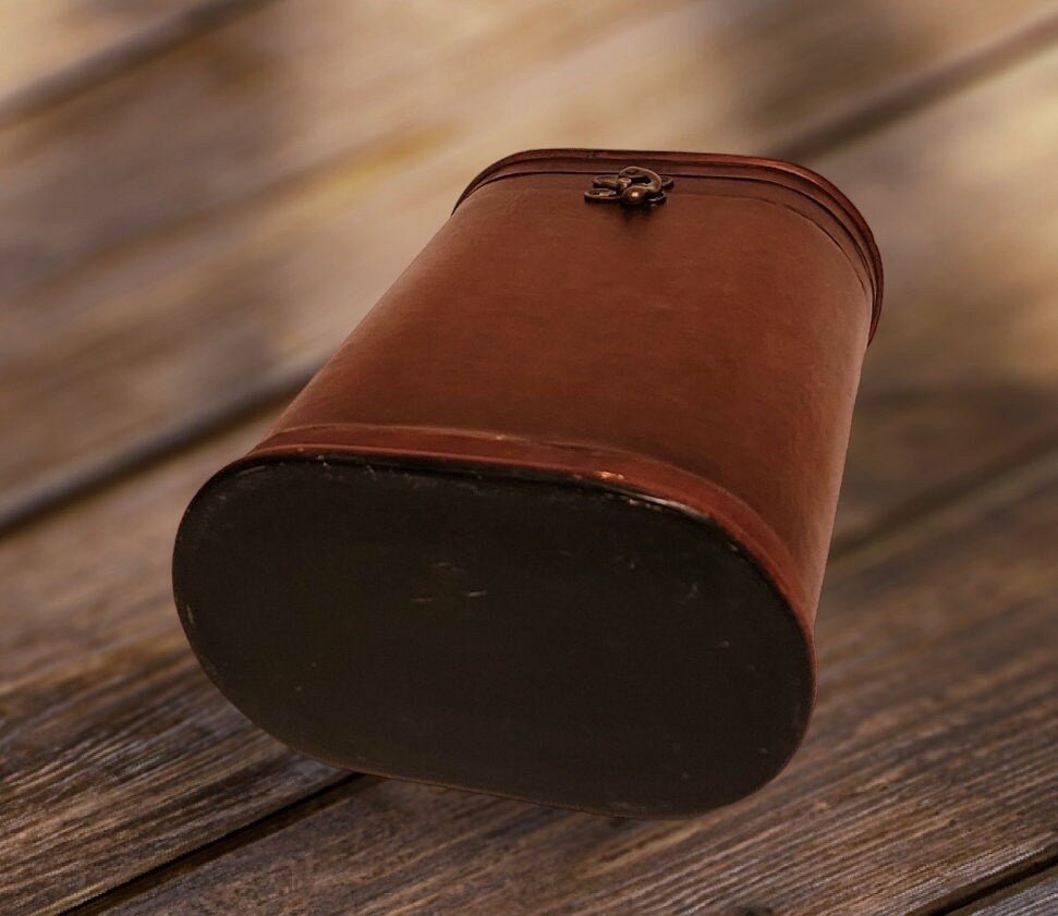 Decorative Distressed Old World Faux Leather & Oval Storage Double Carrier Wine Box  for Two Bottles - Timeless Treasures Emporium1