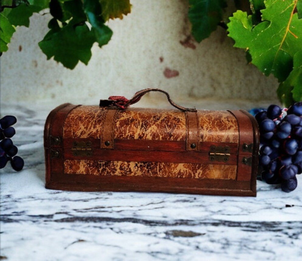 Decorative Distressed/Rustic Old World Wooden Treasure Chest Wine Box   - Timeless Treasures Emporium1