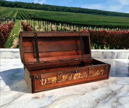 Decorative Distressed/Rustic Old World Wooden Treasure Chest Wine Box   - Timeless Treasures Emporium1