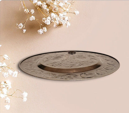DECORATIVE Embossed Pewter Wall Hanging Vintage COLLECTOR Tin Game PLATTER ~ 18" Diameter - Timeless Treasures Emporium1