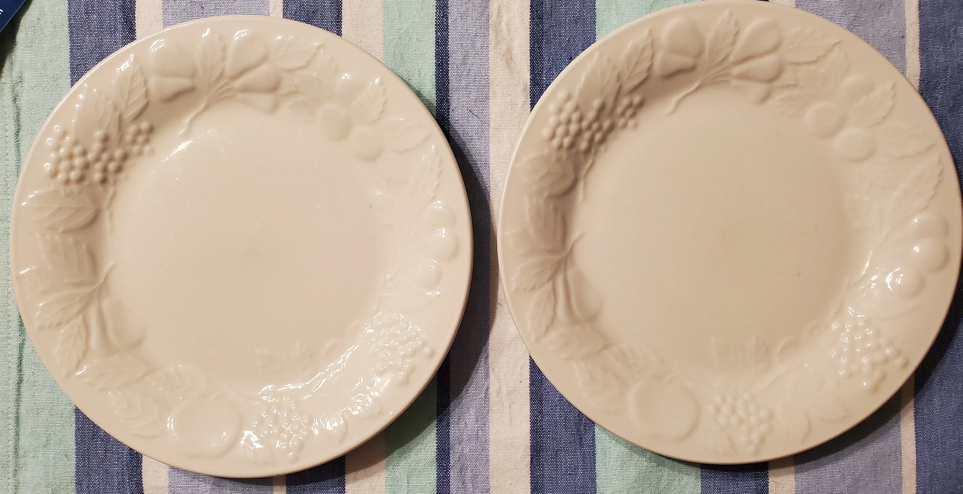 Embossed Fruit Salad/Dessert Plates (2) by Gibson Homes 7 3/4 Inches (Preowned) - Timeless Treasures  Emporium1