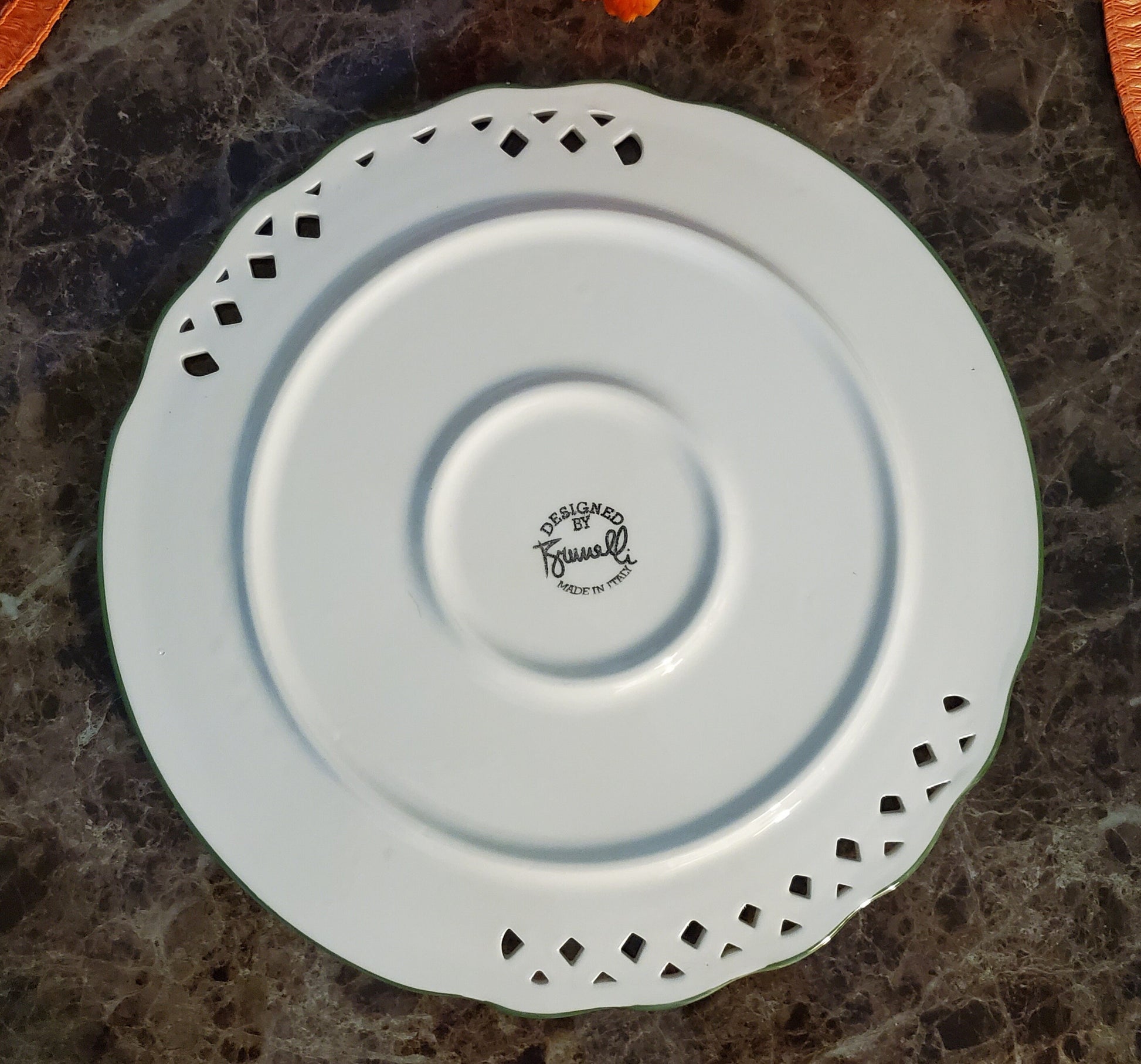 Lattice Pierced Round Peach Fruit Serving Dish (Platter) 12 3/4" by Brunelli (Italy) - Timeless Treasures  Emporium1