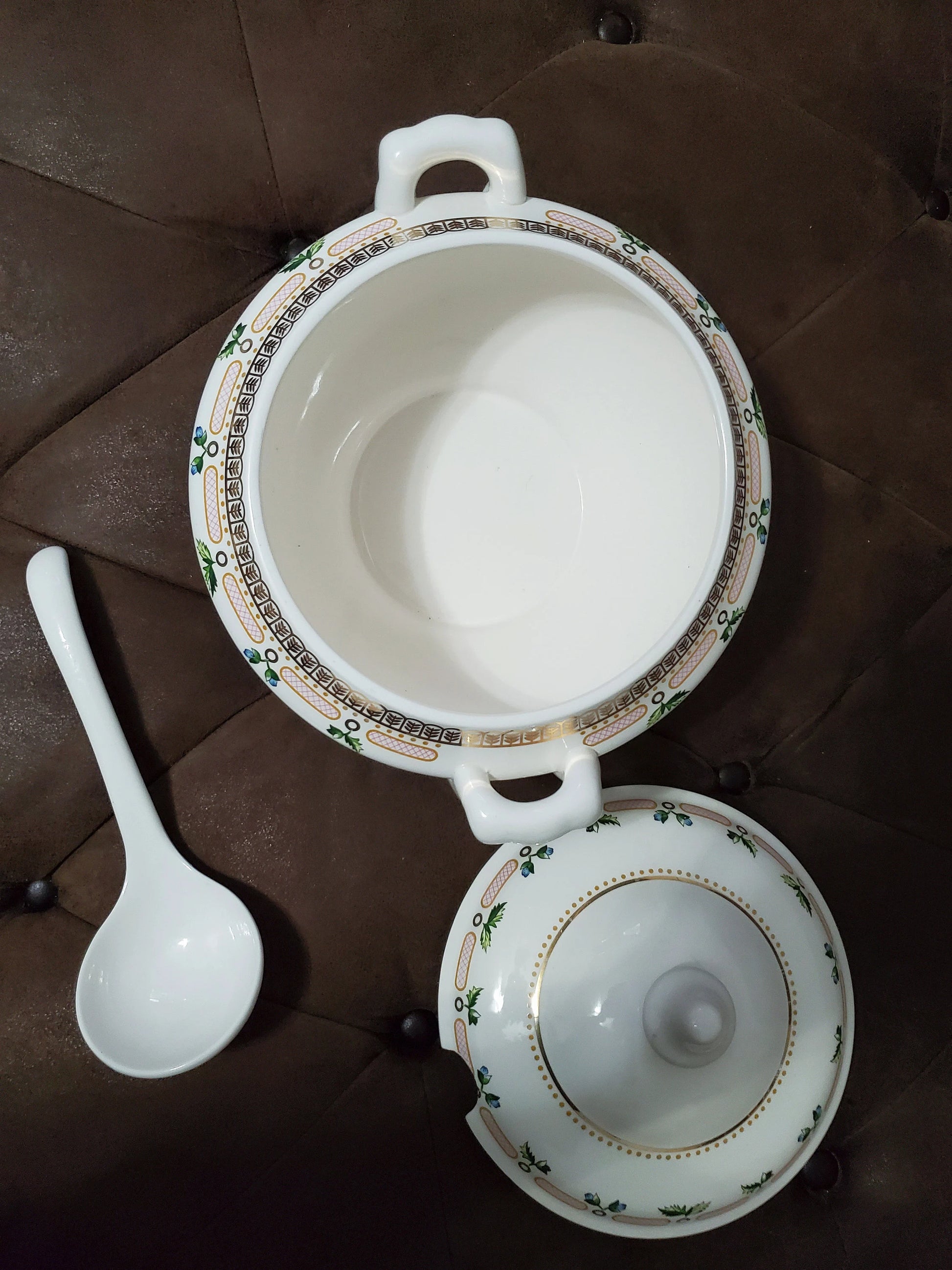 Three Piece Tureen & Lid w/Ladle Hand-Painted Floral Potpourri - Mid-Century by BRIARD, GEORGES - Timeless Treasures  Emporium1