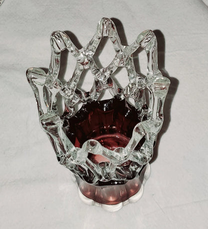 Unique Handmade Braided Amethyst/Purple Glass Vase, 12.75"