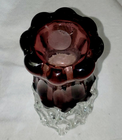Unique Handmade Braided Amethyst/Purple Glass Vase, 12.75"