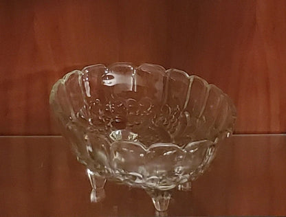 Vintage Indiana Glass Clear Oval Footed Centerpiece Harvest Grape Fruit Bowl  - Timeless Treasures  Emporium1