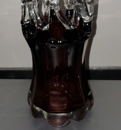 Unique Handmade Braided Amethyst/Purple Glass Vase, 12.75"