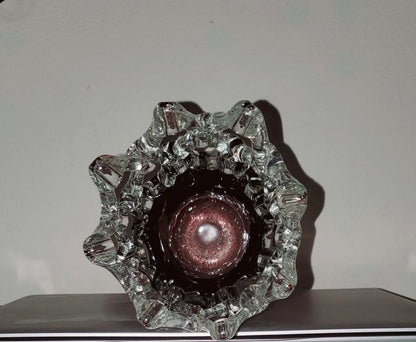 Unique Handmade Braided Amethyst/Purple Glass Vase, 12.75"