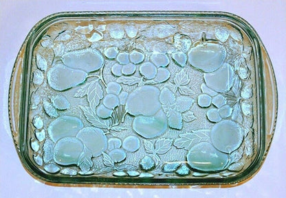 Vintage Green Libbey Glass Orchard Fruit Casserole Baking Dish 12" X 9" - Oven-Proof - Timeless Treasures  Emporium1