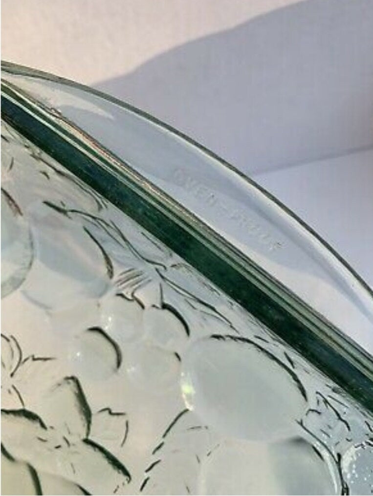 Vintage Green Libbey Glass Orchard Fruit Casserole Baking Dish 12" X 9" - Oven-Proof - Timeless Treasures  Emporium1