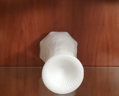 Jeanette Glass Vintage Milk Glass Flower Vase Iris and Herringbone 9 inch - Timeless Treasures  Emporium1