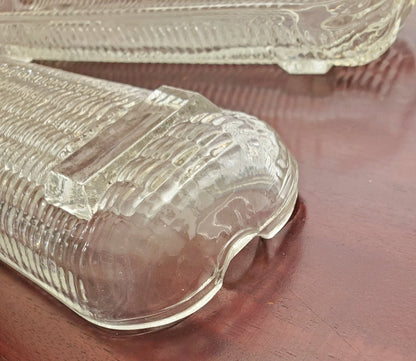 Vintage Pressed Clear Glass Corn on the Cob Plates/Dishes/Holders, Set of 4 - Timeless Treasures  Emporium1