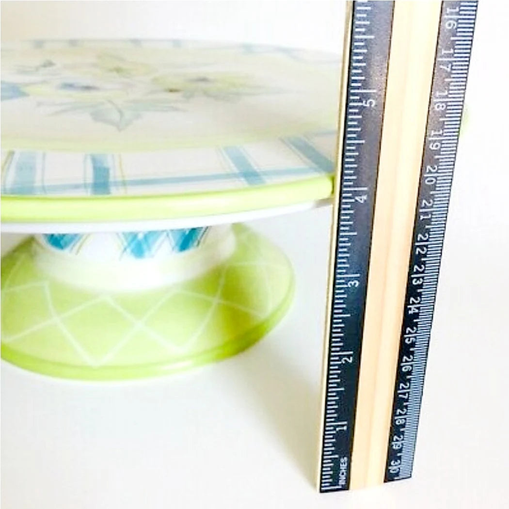 Zrike Everyday Wild Pansy Pedestal Cake/Dessert Plate Floral Flower 12” Blue Green - Timeless Treasures  Emporium1