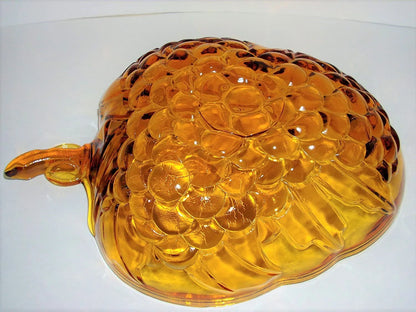 Vintage Large Indiana Glass Amber Grape Shaped Bowl - Fruit Bowl