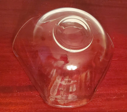 Vintage Clear Glass Scalloped/Flared Triangular Shaped Anchor Hocking Wavy Rim Serving Bowl ~ 10 1/4"