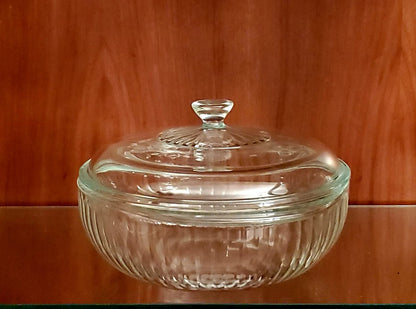Vintage Pyrex Ribbed Covered Casserole Clear Glass 2 Qt - 024-S - Timeless Treasures  Emporium1