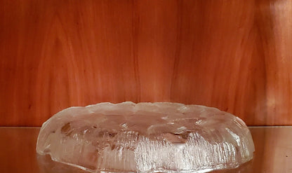 Vintage 70’s Hoya Crystal Japan Textured Decorative 11” Frosted Cracked Ice Glass Cake Server/Platter